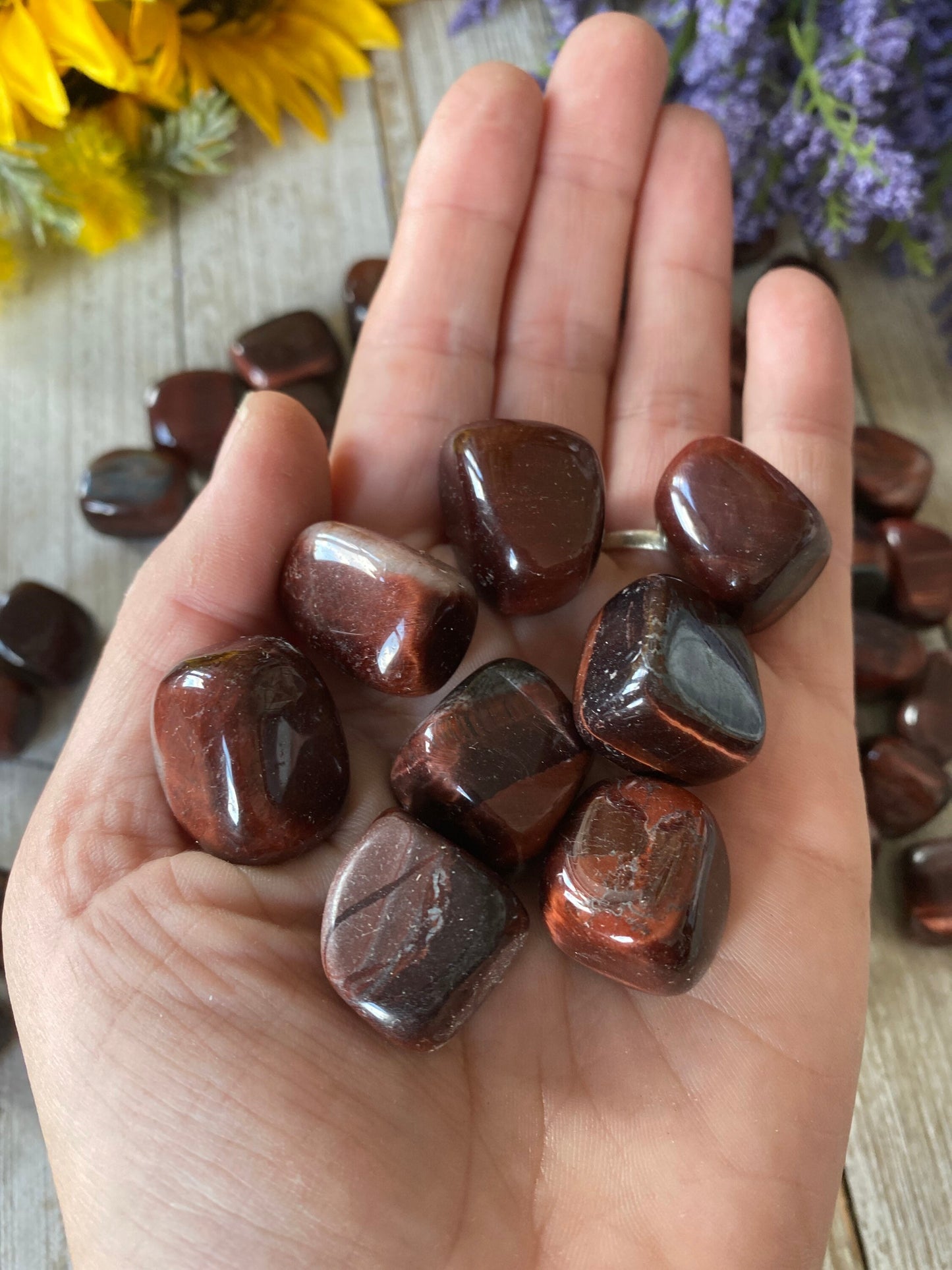 Set of 8 Red Tiger Eye Tumbles