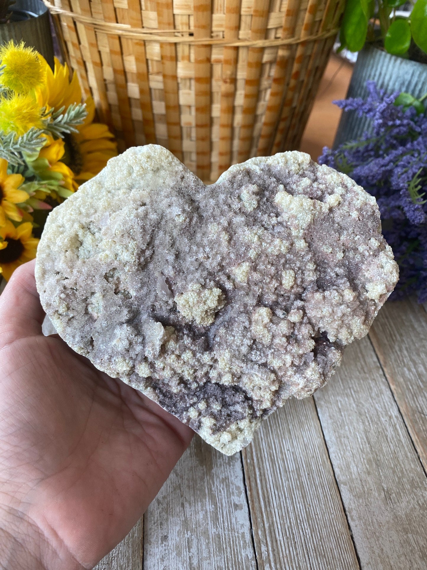 Extra Large Amethyst Flower Heart