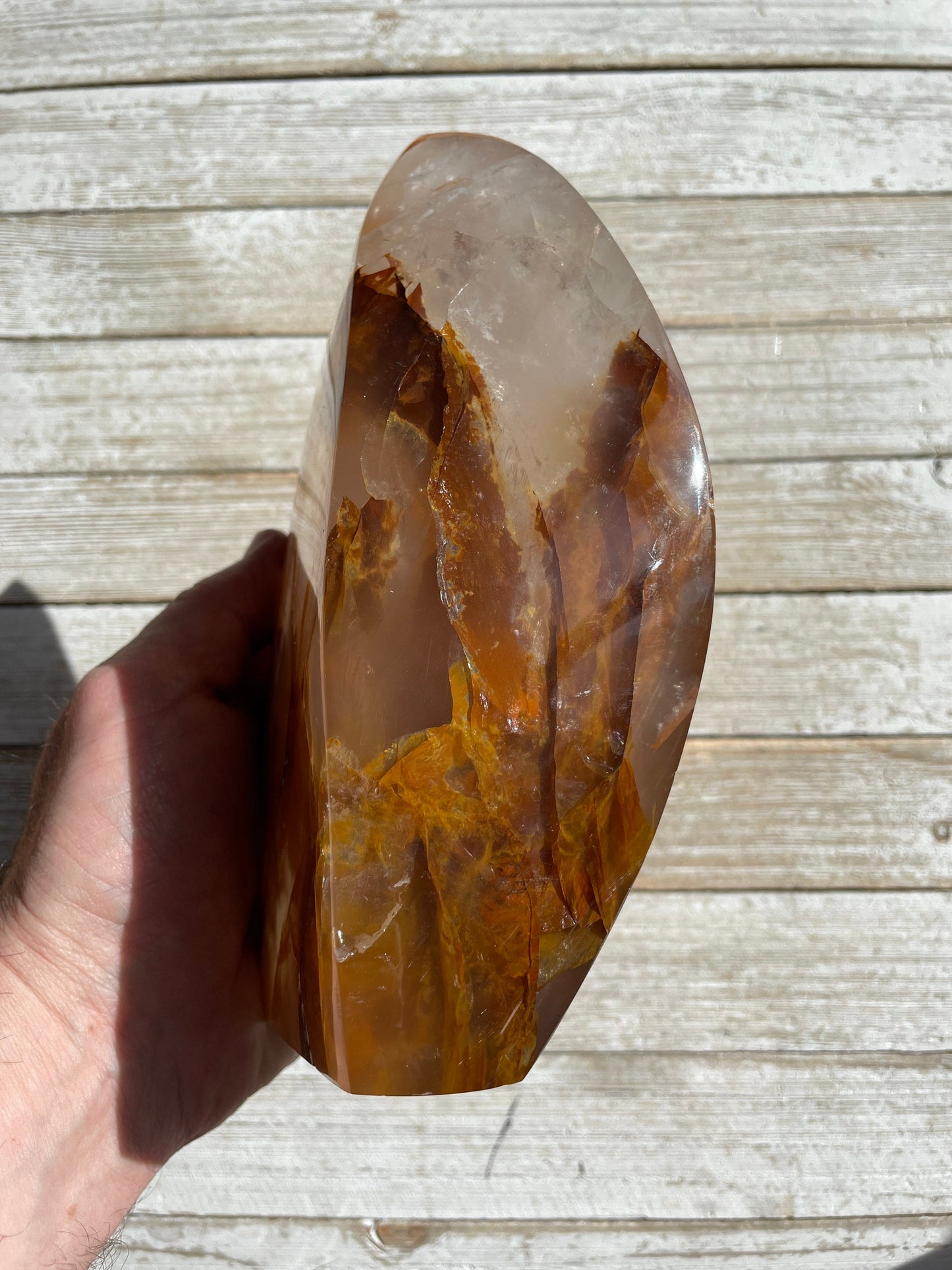 Golden Healer Quartz Flame Shaped Free Standing Crystal